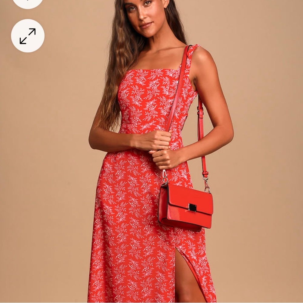 Back to Backless Red Print Lace-Up Backless Dress